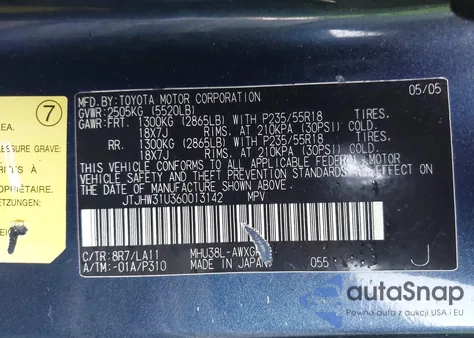 2006 Lexus Rx 400H z USA, uszkodzony, nr VIN JTJHW31U360013142